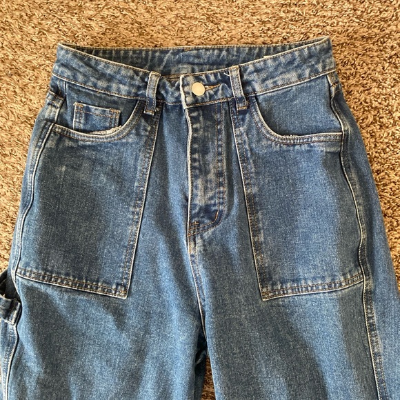 Shein Jeans Womens Size Medium Blue Straight Wide Leg Outdoors Cargo Utility - Picture 12 of 14